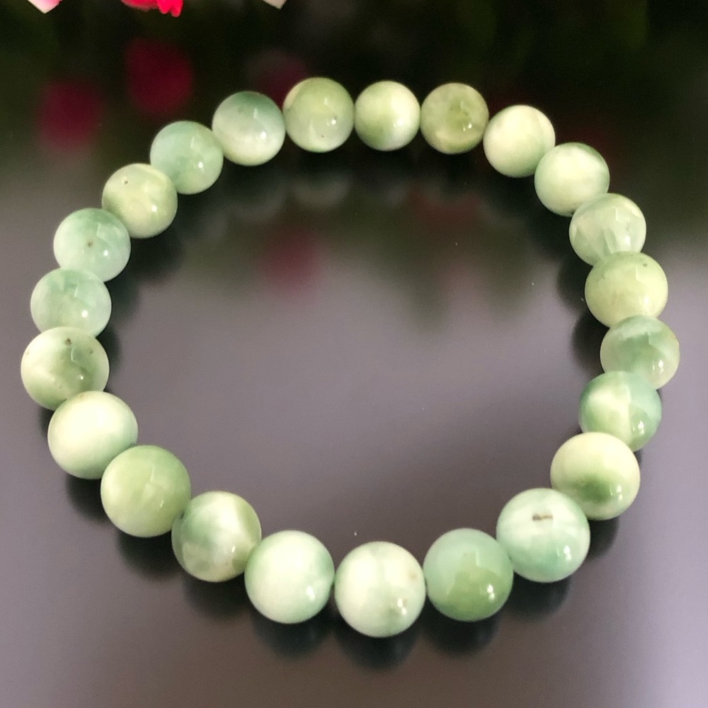 Green Larimar 8mm Natural Stone Beads Stretchable Bracelet